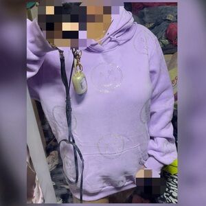 JAPANESE BRAND RETRO VERT ALL OVER RHINESTONE SMILEY FACE HOODIE